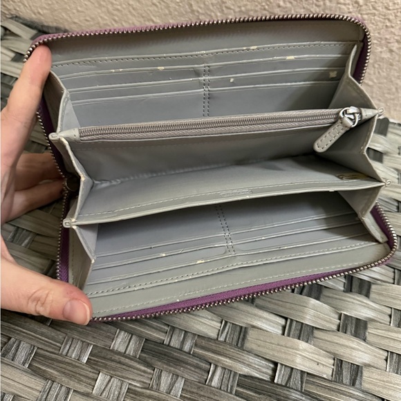 Coach Purple Leather Zip Around Wallet Wristlet - Picture 8 of 15